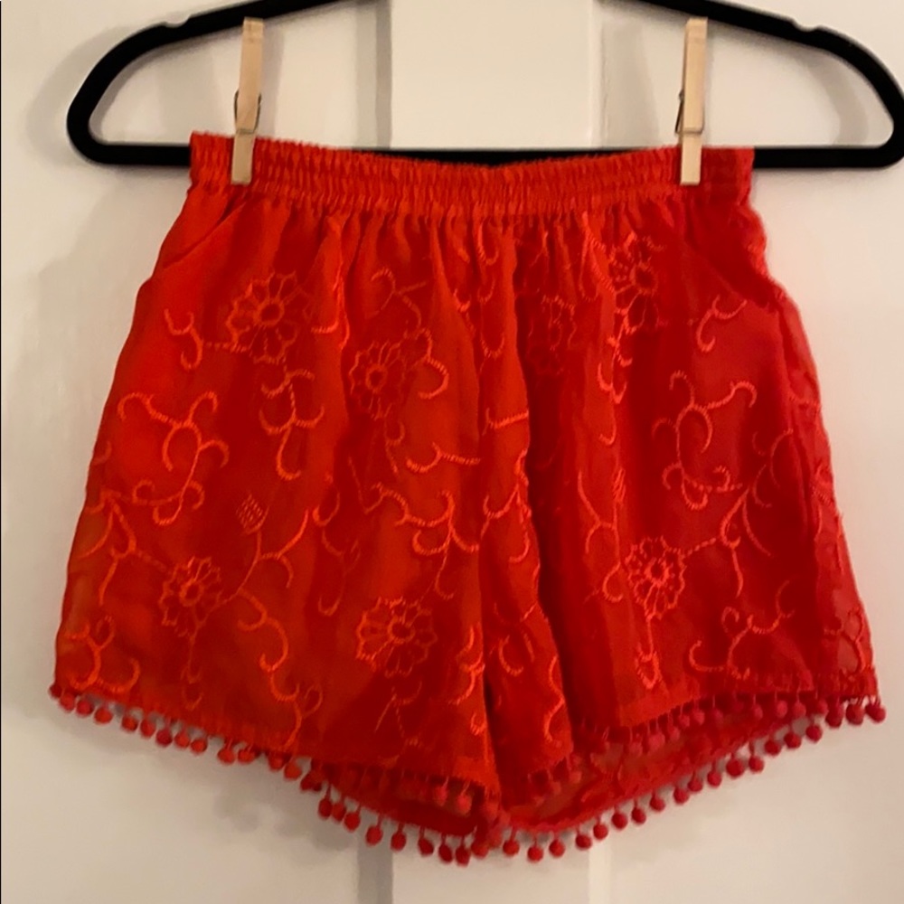 Francesca’s lace and pom pom shorts
